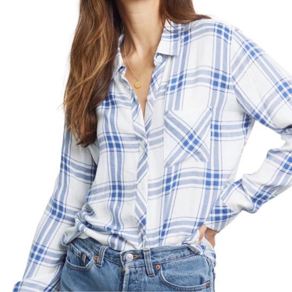 $188 Rails Hunter Shirt White Sapphire plaid shirt size large